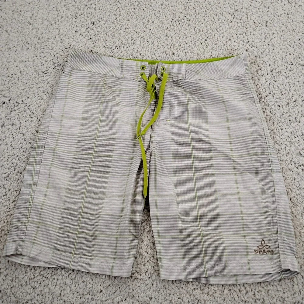 prAna Swim Trunks Mens 32 Beige Board Shorts Pool Surf Beach UPF 50+ Outdoor A2